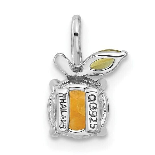Sterling Silver Rhodium-plated Citrine and Peridot Orange Pendant w/ 18in Chain