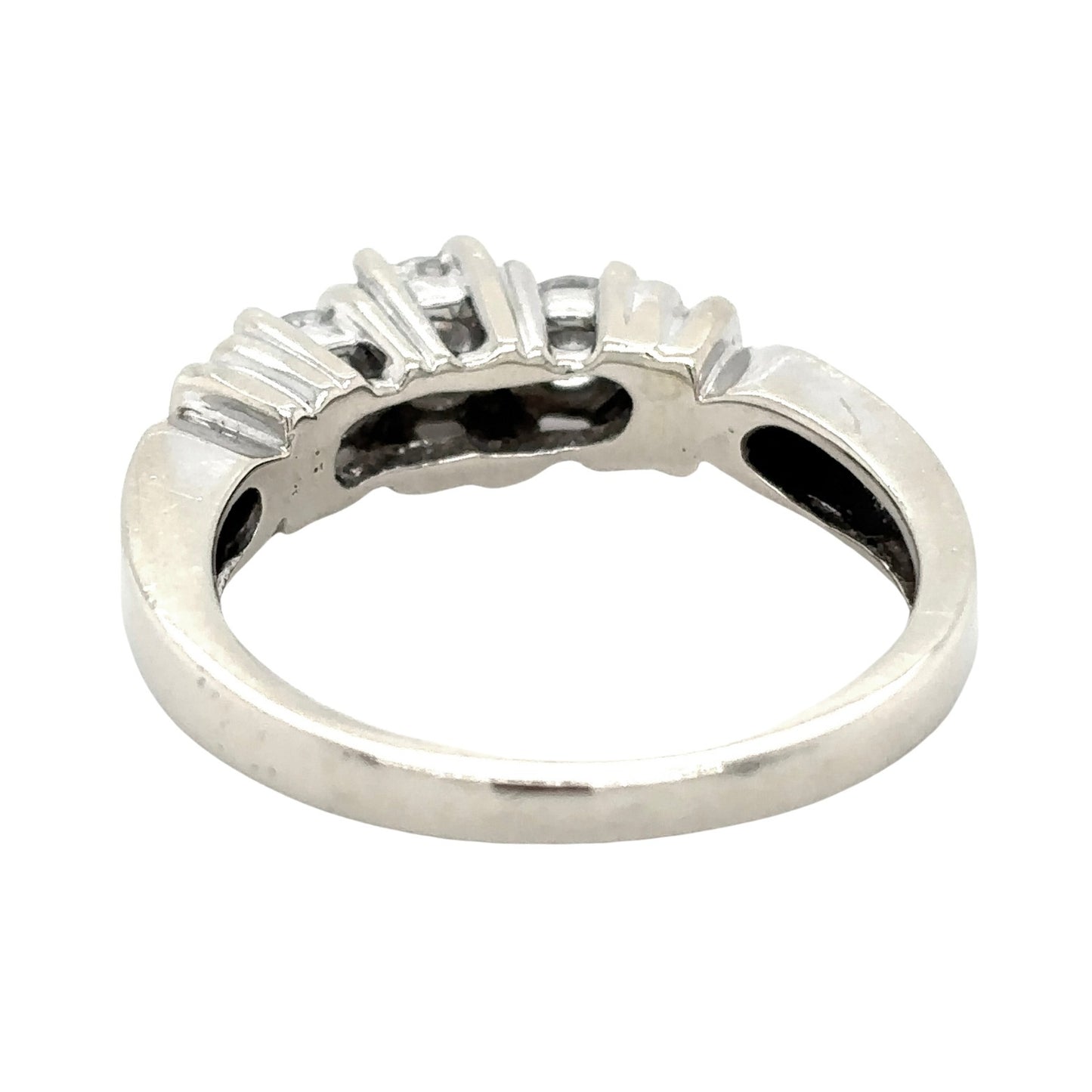 14k White Gold 1/2ctw Three-Stone Diamond Size 4.75 Engagement Ring 3.4g