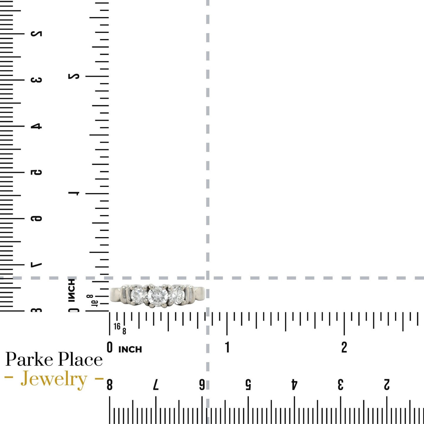 14k White Gold 1/2ctw Three-Stone Diamond Size 4.75 Engagement Ring 3.4g