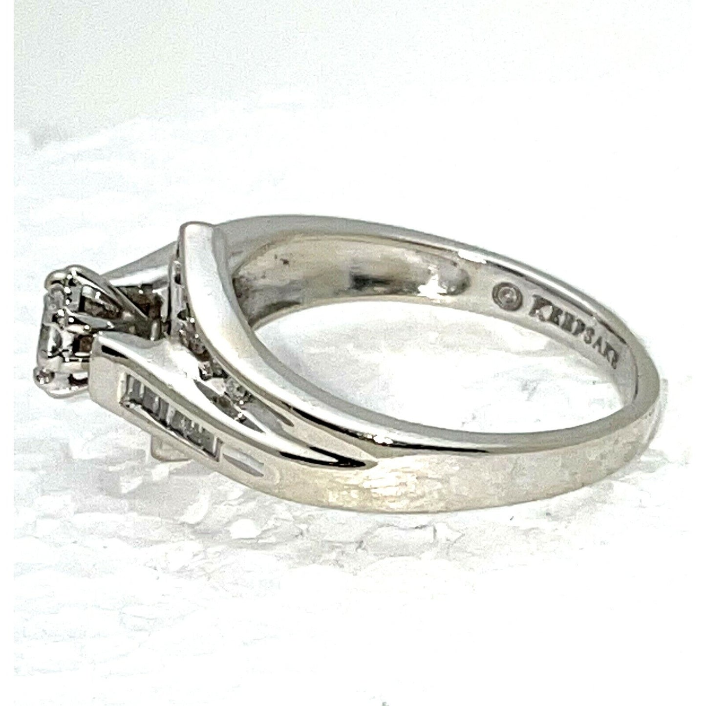1/3 Ct Diamond Solitaire Accent Engagement Ring 14KW Gold Size 8