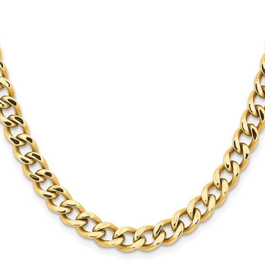 Chisel Stainless Steel Yellow IP-plated 7.5mm Curb 20 inch Chain Necklace