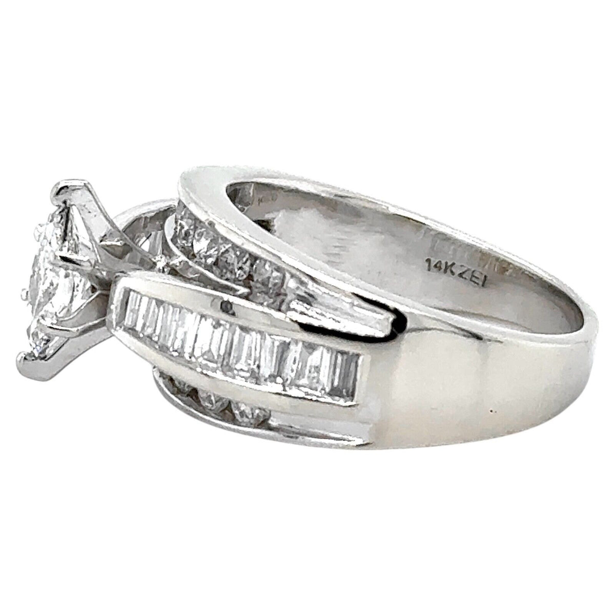 Diamond 14k White Gold Wedding Ring 9.8g Size 9.5
