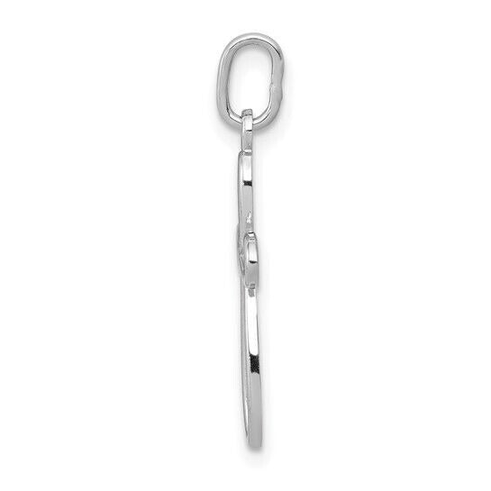 Small Ribbon Cross Pendant 14k White Gold