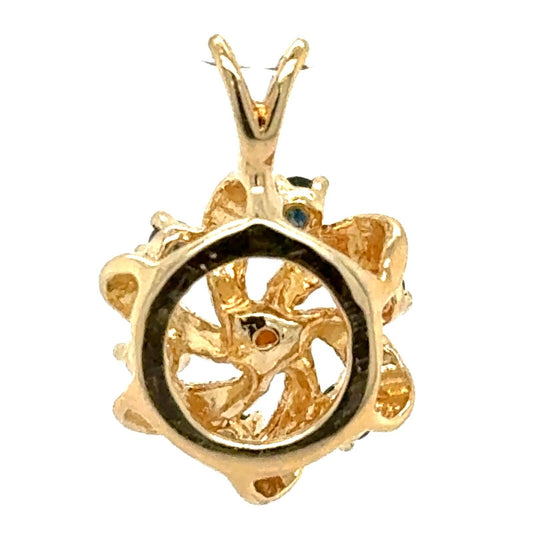 Blue Spinel & Diamond Pendant 14k Yellow Gold 2.8g