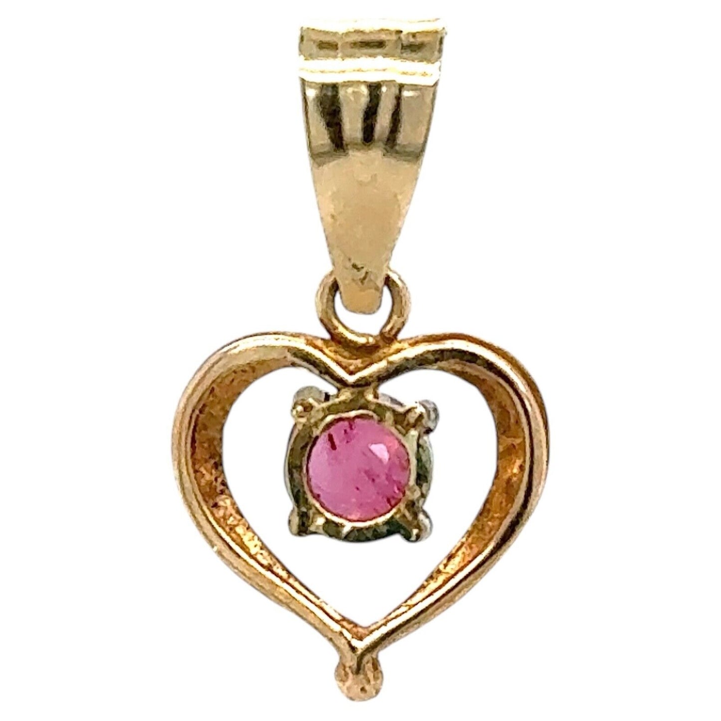 Ruby Solitaire 14k Yellow Gold Heart Pendant 1.1g