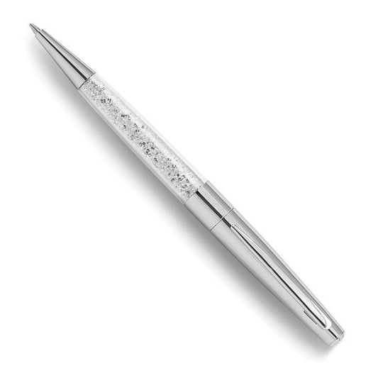 Crystalline Silver-Tone Ballpoint Pen With Clear Crystals & Twist Mechanism
