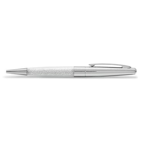 Crystalline Silver-Tone Ballpoint Pen With Clear Crystals & Twist Mechanism