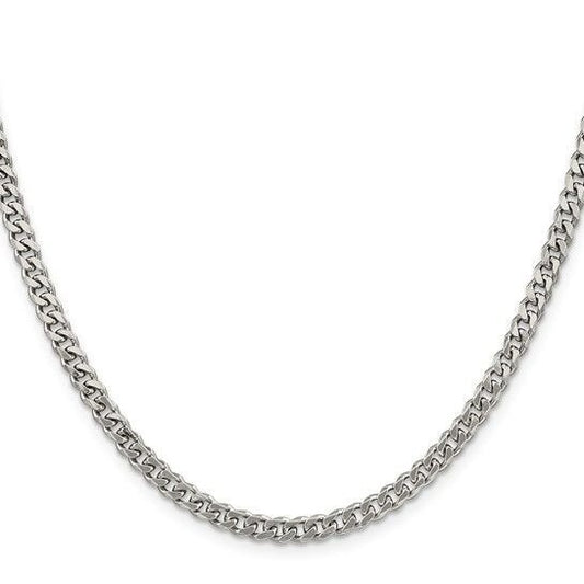 Sterling Silver 925 White Curb Link Chain Necklace Lobster Clasp 18 Inches