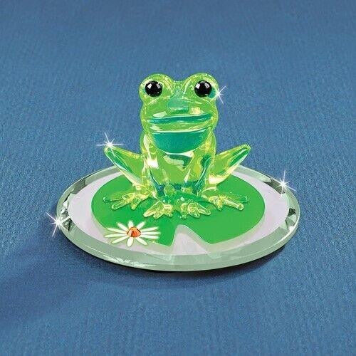Glass Baron Frog and Lily Pad Handcrafted Glass Figurine