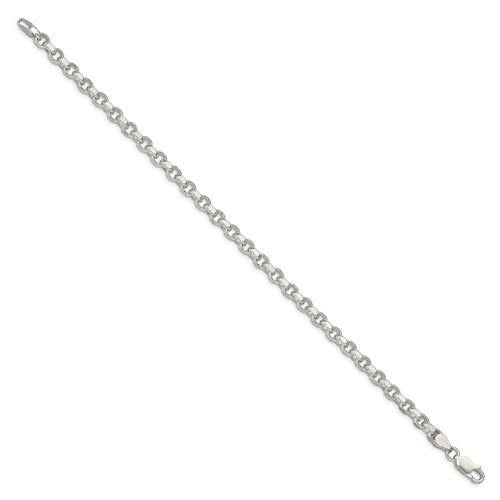 Sterling Silver 4mm Diamond-Cut Rolo Chain Bracelet