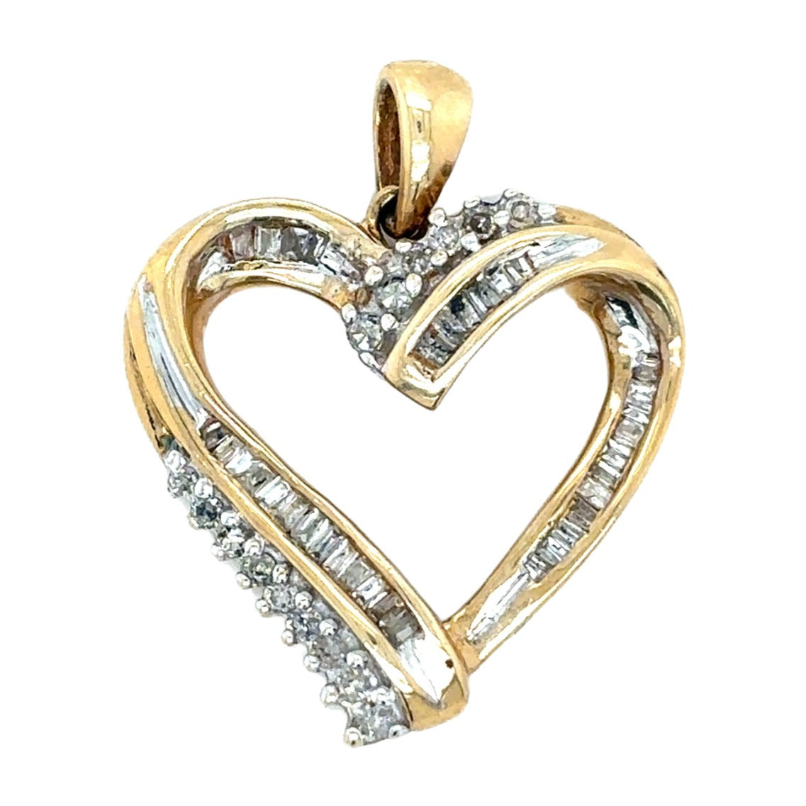 1/3ct Diamond 10k Yellow Gold Heart Charm Pendant 2.7g (SI1-2, G-H)