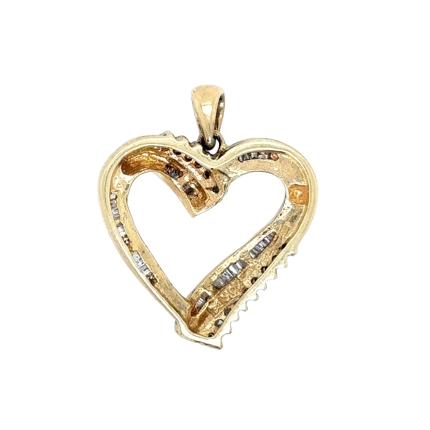 1/3ct Diamond 10k Yellow Gold Heart Charm Pendant 2.7g (SI1-2, G-H)