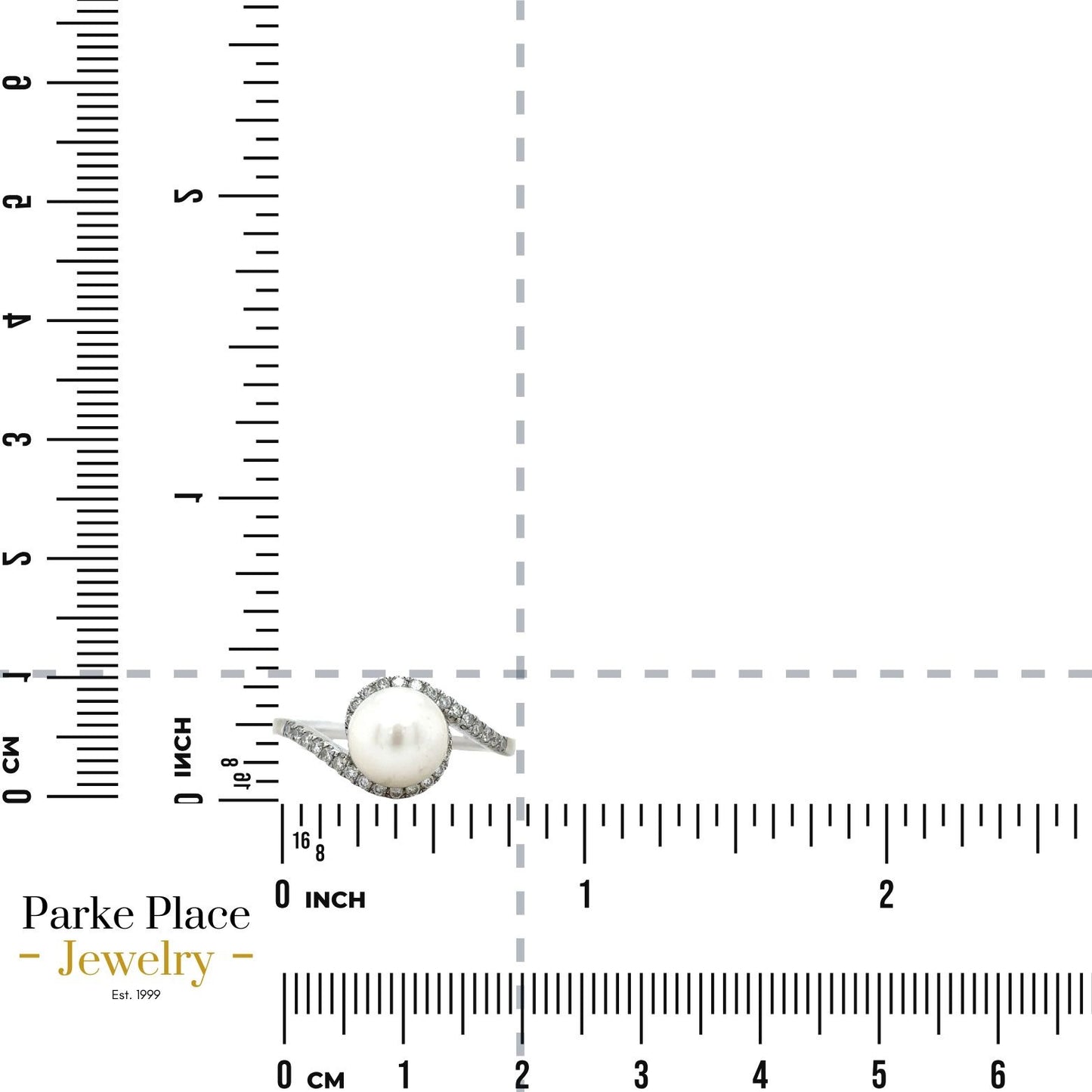 14k White Gold Pearl and Diamond Accented Size 6.25 Ring 2.8g