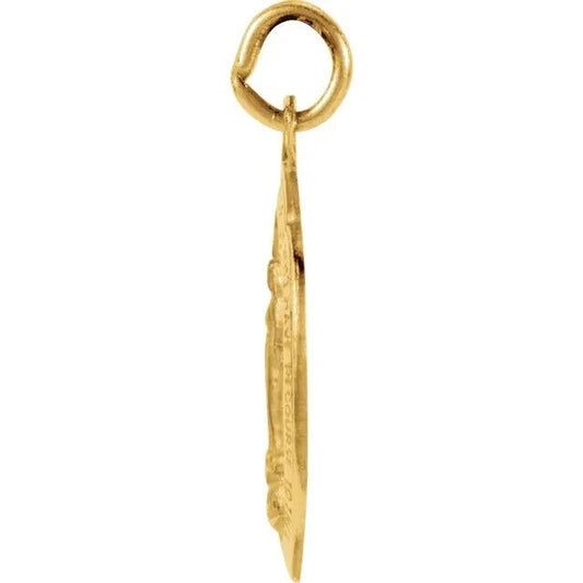 14K Yellow Gold Oval Miraculous Medal Virgin Mary Pendant 18x12mm Religious Charm