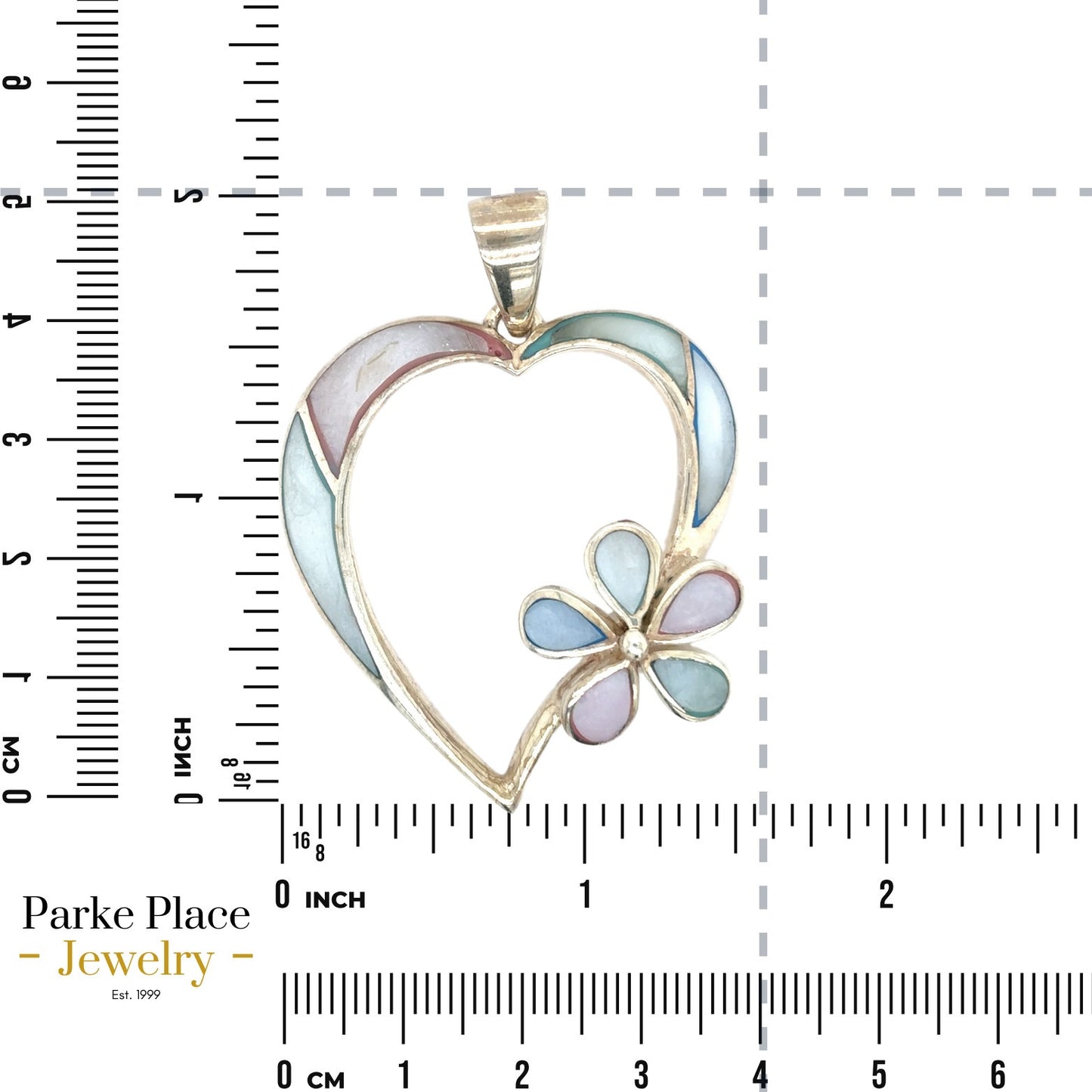 .925 Sterling Silver Heart and Flower Pendant 18.2g