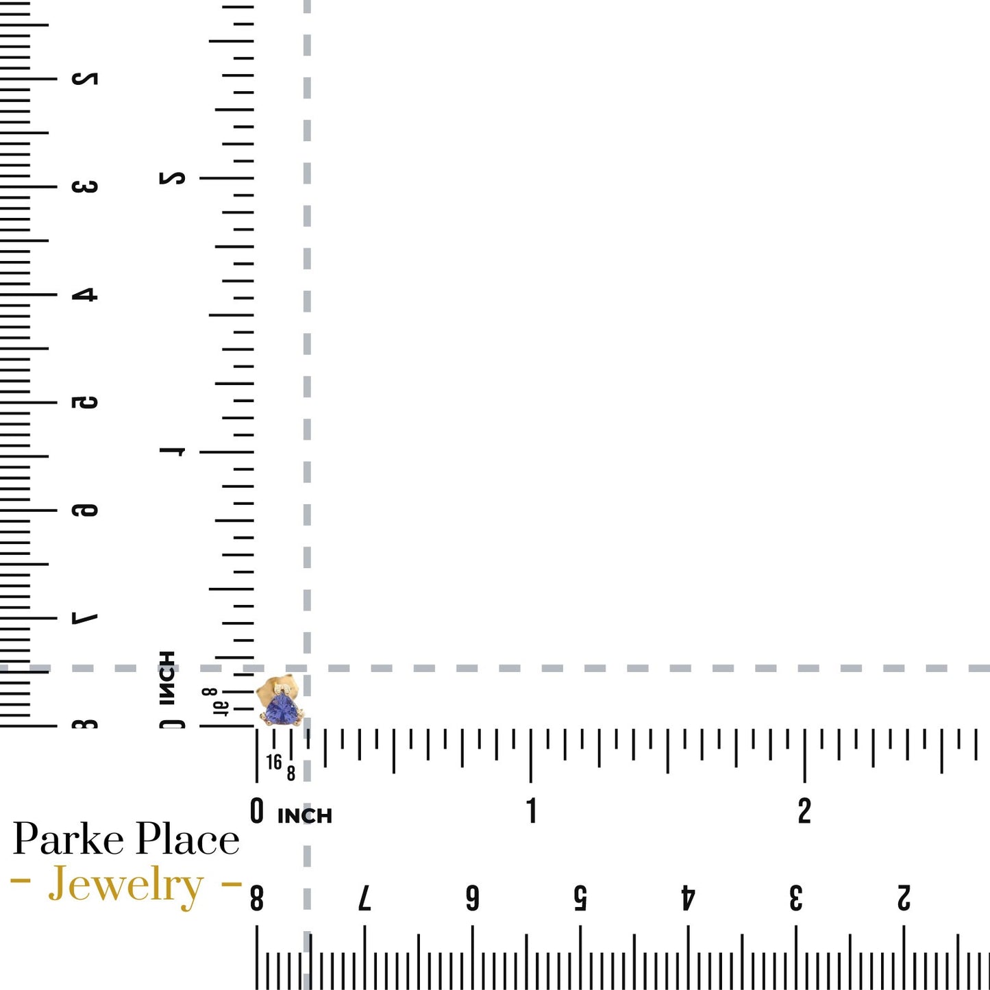 14K Yellow Gold Tanzanite Trillion Stud Earrings 0.8g