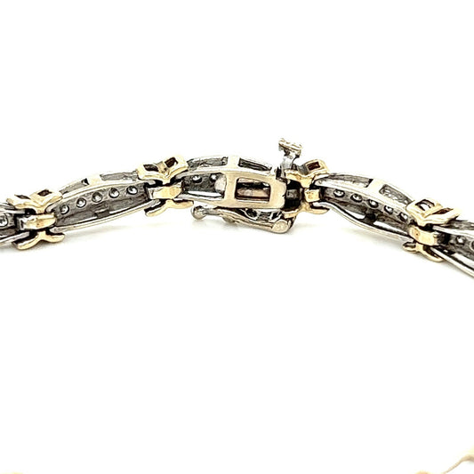 10k Two-Tone Gold Diamond Bracelet 7.25" Long 3/4ct Total Weight 12.6g
