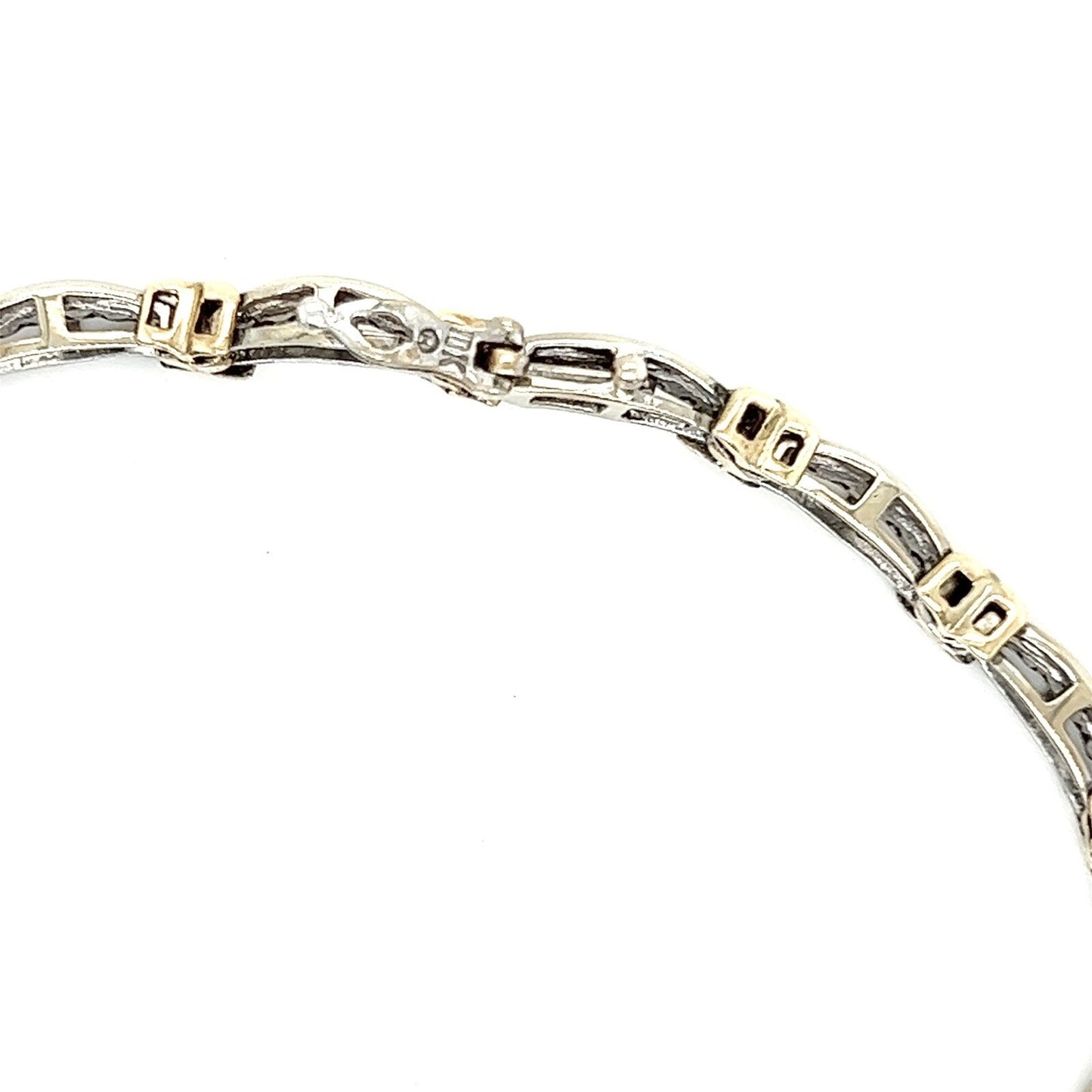 10k Two-Tone Gold Diamond Bracelet 7.25" Long 3/4ct Total Weight 12.6g