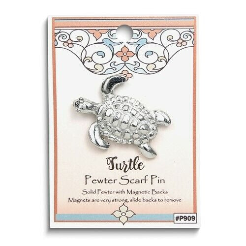 Pewter Turtle Magnetic Scarf Pin Brooch
