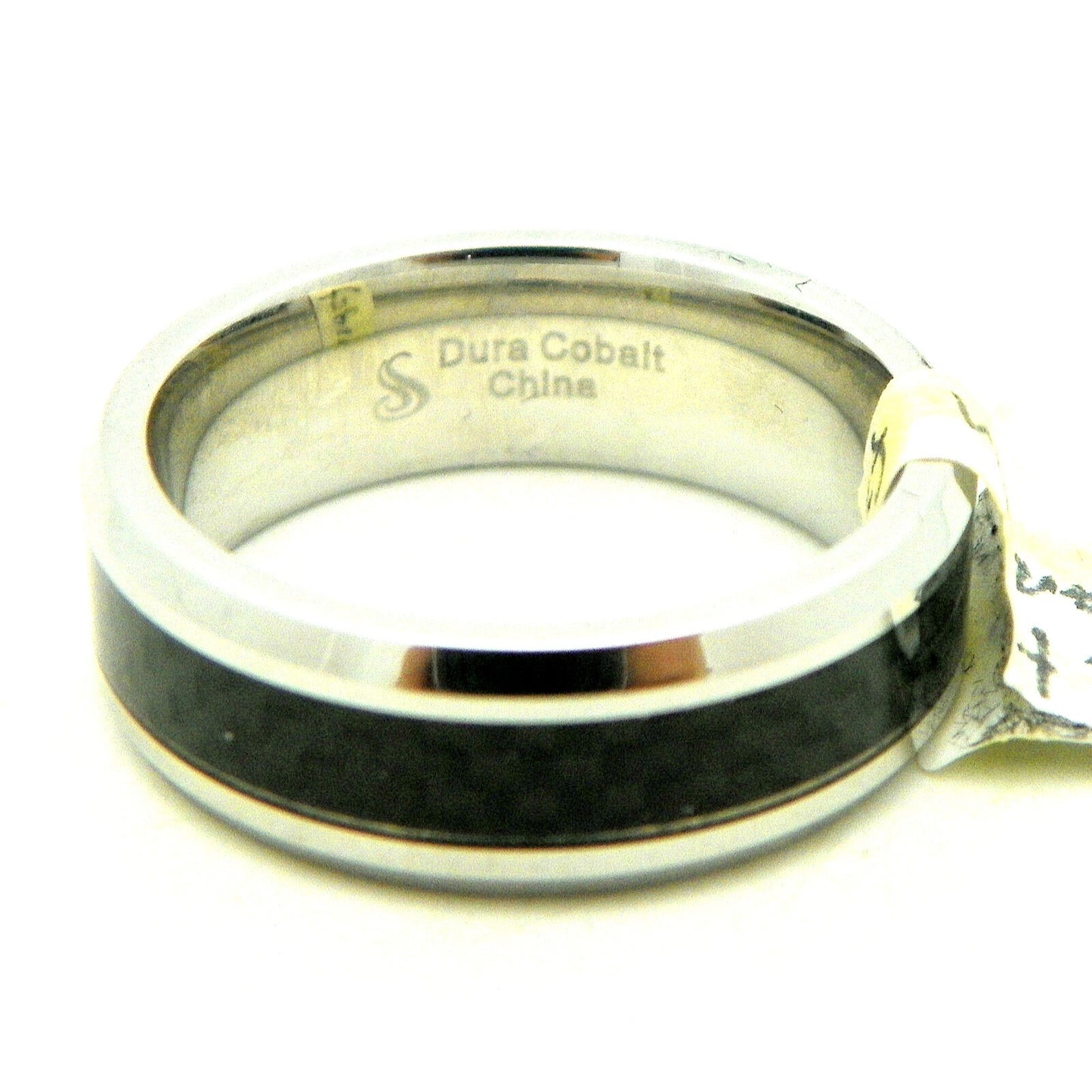 Dura Cobalt 8 mm Beveled-Edge Band With Black Carbon Fiber Inlay Size 10.5