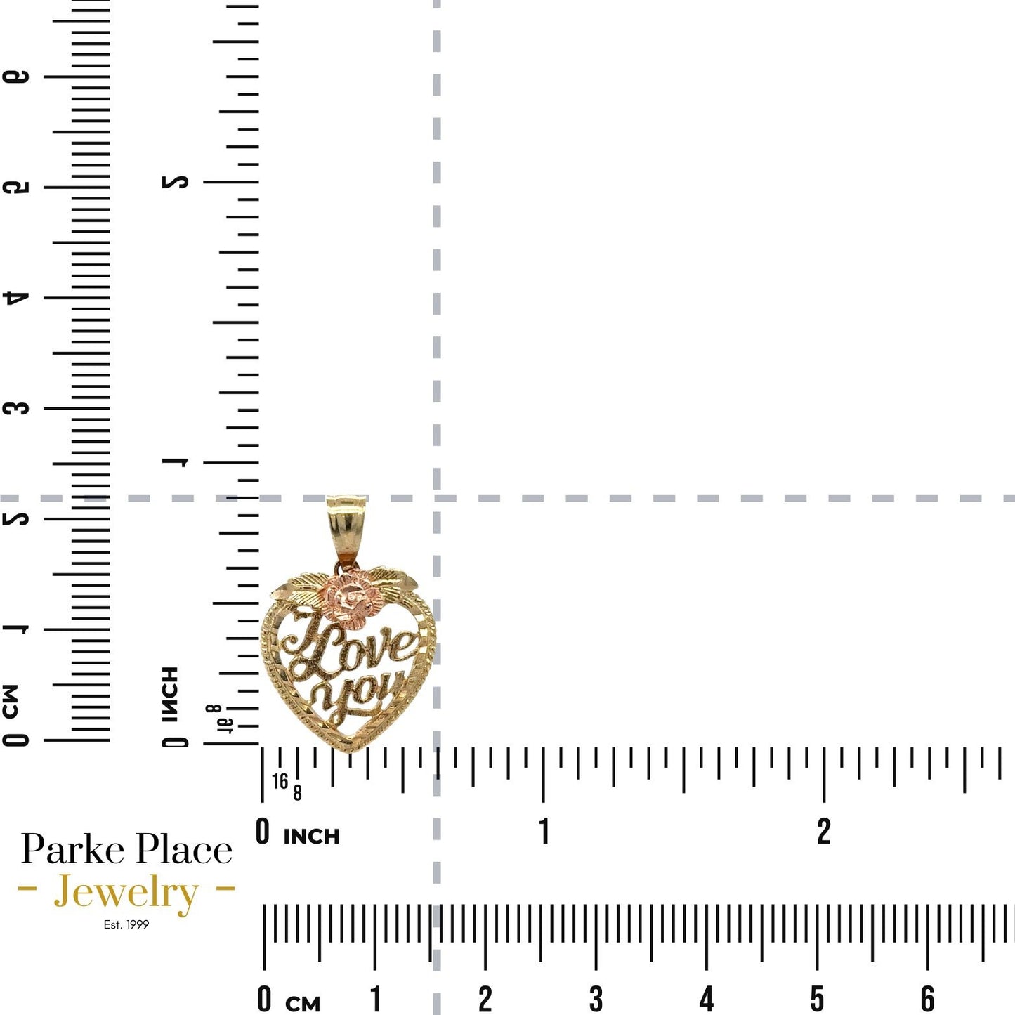 I Love You Heart Pendant 14k Multi-Tone Gold 2.0g