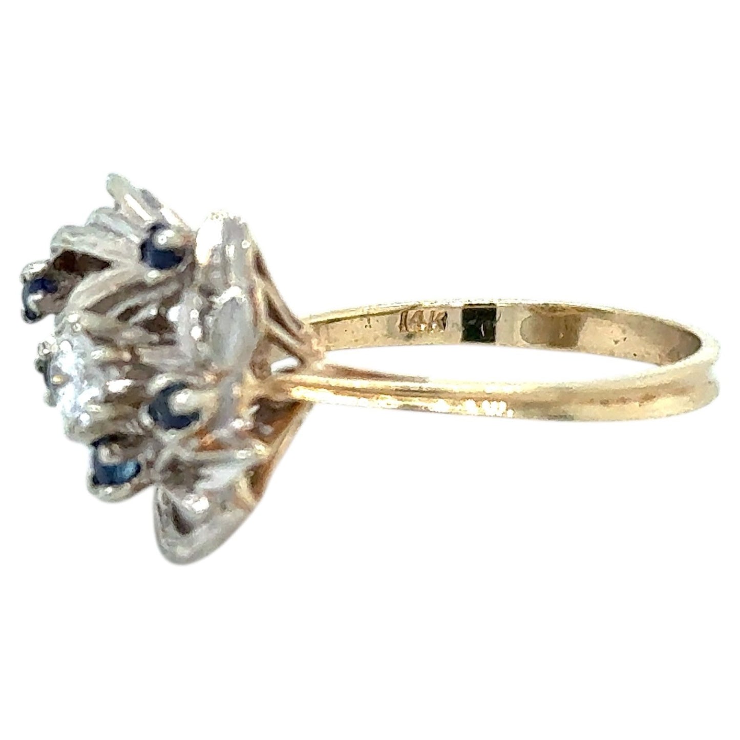 1/4ctw Diamond & Sapphire 14K Yellow & White Gold Ring 4.1g Size 6.5 (I1-3,G-I)