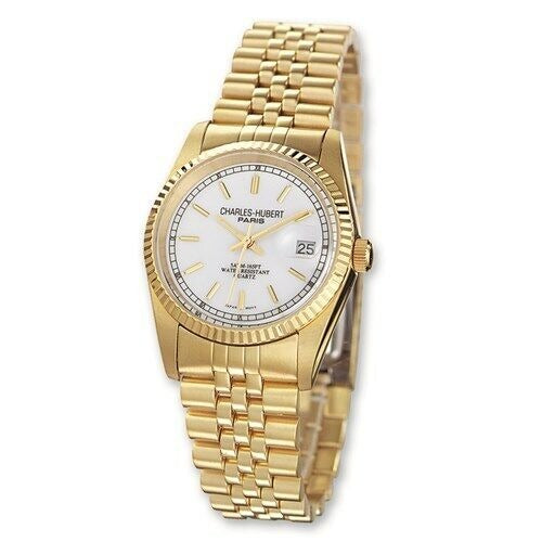 Mens Charles Hubert IP-Plated Off-White Dial Watch