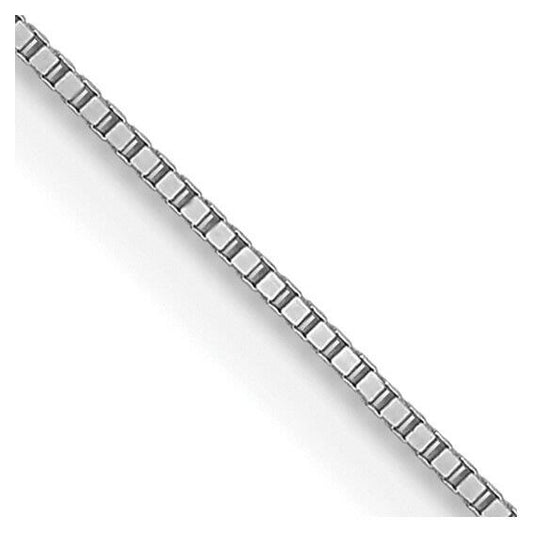 14K White Gold .5mm Baby Box with Lobster Clasp Chain 18 inch