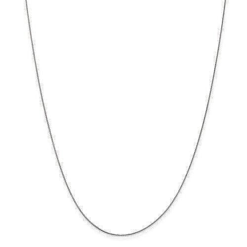 14K White Gold .5mm Baby Box with Lobster Clasp Chain 18 inch