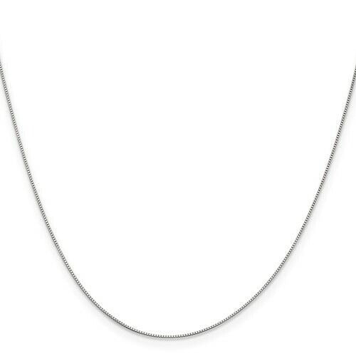 14K White Gold .5mm Baby Box with Lobster Clasp Chain 18 inch