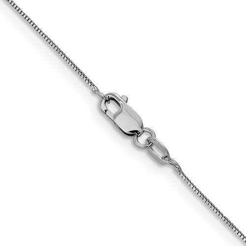 14K White Gold .5mm Baby Box with Lobster Clasp Chain 18 inch