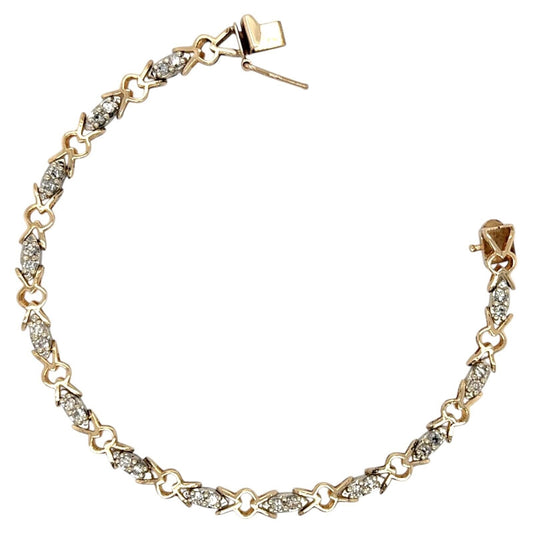 3/4ctw Diamond Tennis 7" inch 14k Yellow and White Gold Bracelet 9.5g