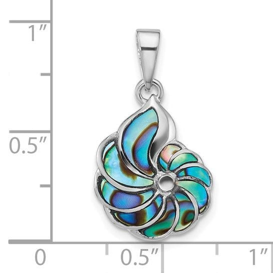 Abalone Shell Nautilus Pendant Sterling Silver Unique