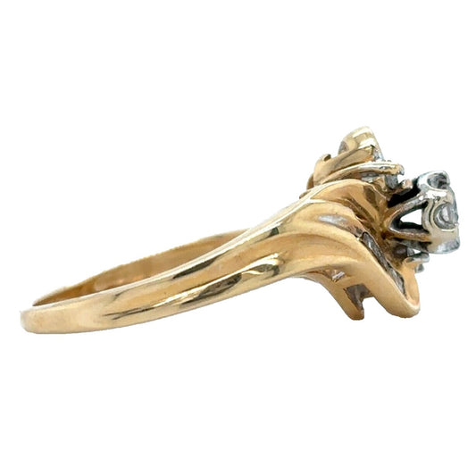 1/4ct Diamond Solitaire with Accents 14k Yellow Gold Size 7 Ring 3.0g