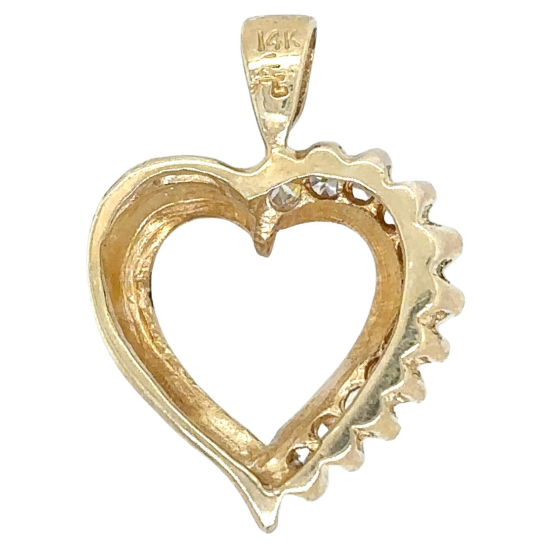 Cubic Zirconia Heart 14k Yellow Gold Pendant 2.2g