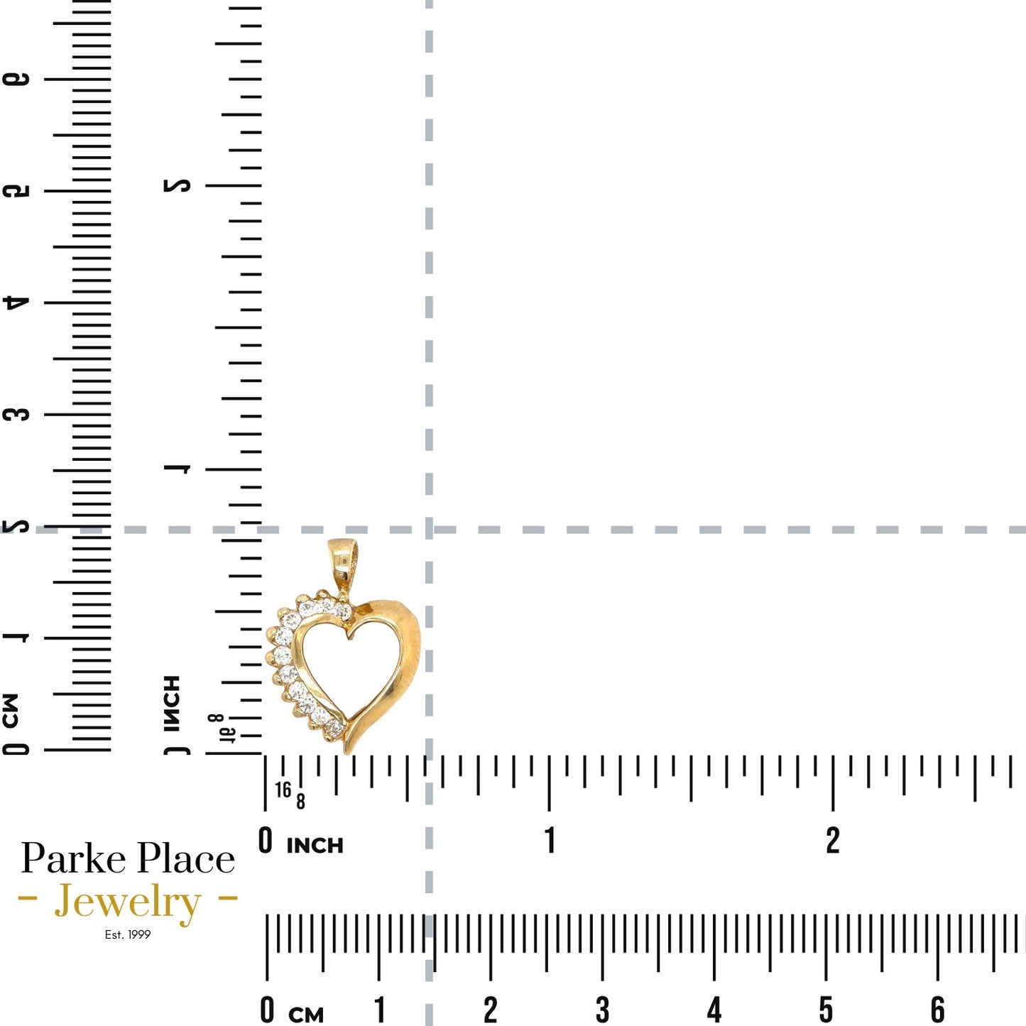 Cubic Zirconia Heart 14k Yellow Gold Pendant 2.2g