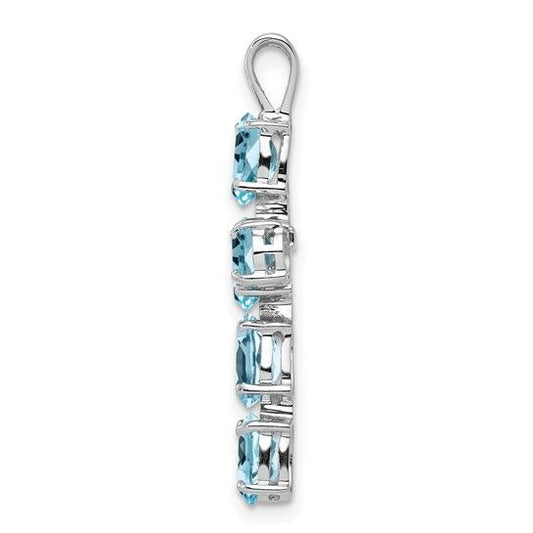 Sterling Silver Swiss Blue Topaz Cross Pendant