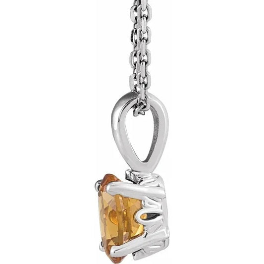 November Birthstone Natural Citrine 16-18" Necklace .925 Sterling Silver