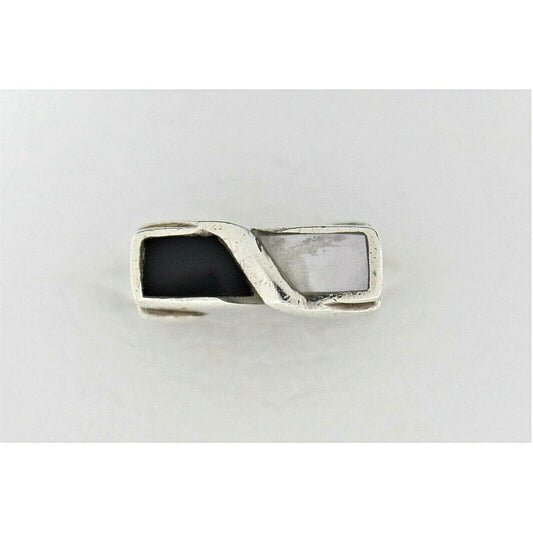 Sterling Silver Onyx & Pearl Accent Ring 6.8g Size 8.25