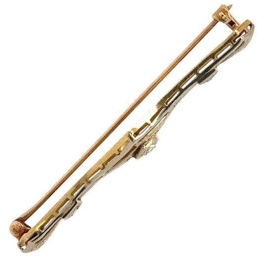Vintage 1/10ctw Diamond 14k Two-Tone Gold Pin Brooch 4.2g