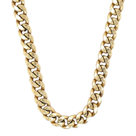 3.7mm 10k Yellow Gold 24 inch Semi-Solid Curb Link Chain Necklace 9.1g