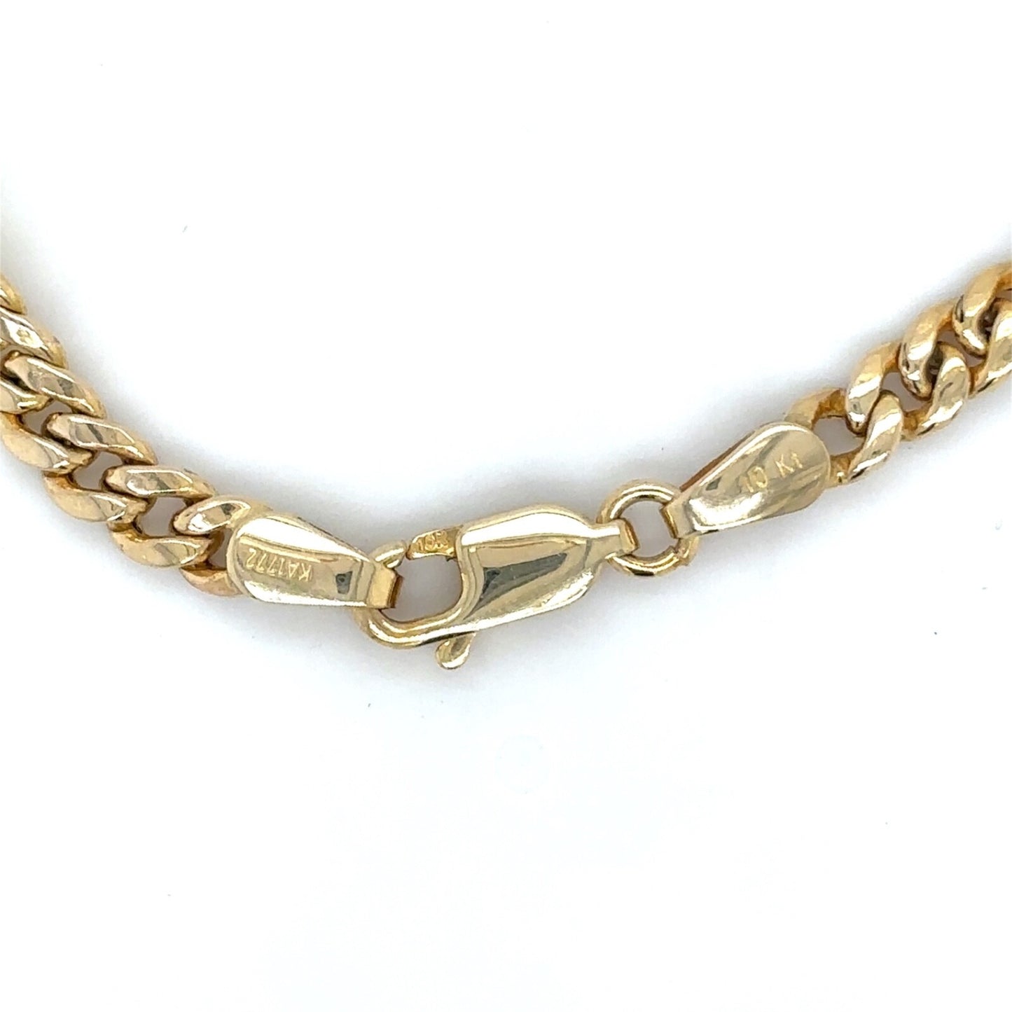 3.7mm 10k Yellow Gold 24 inch Semi-Solid Curb Link Chain Necklace 9.1g