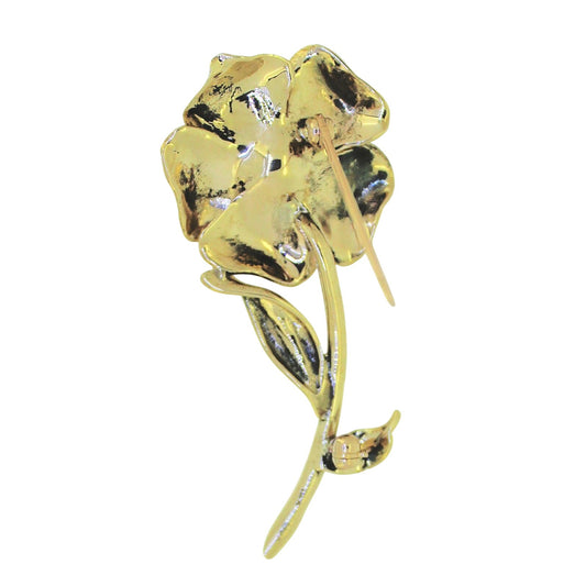 Vintage14K Yellow Gold Flower Brooch With Pearl Center 7.29mm