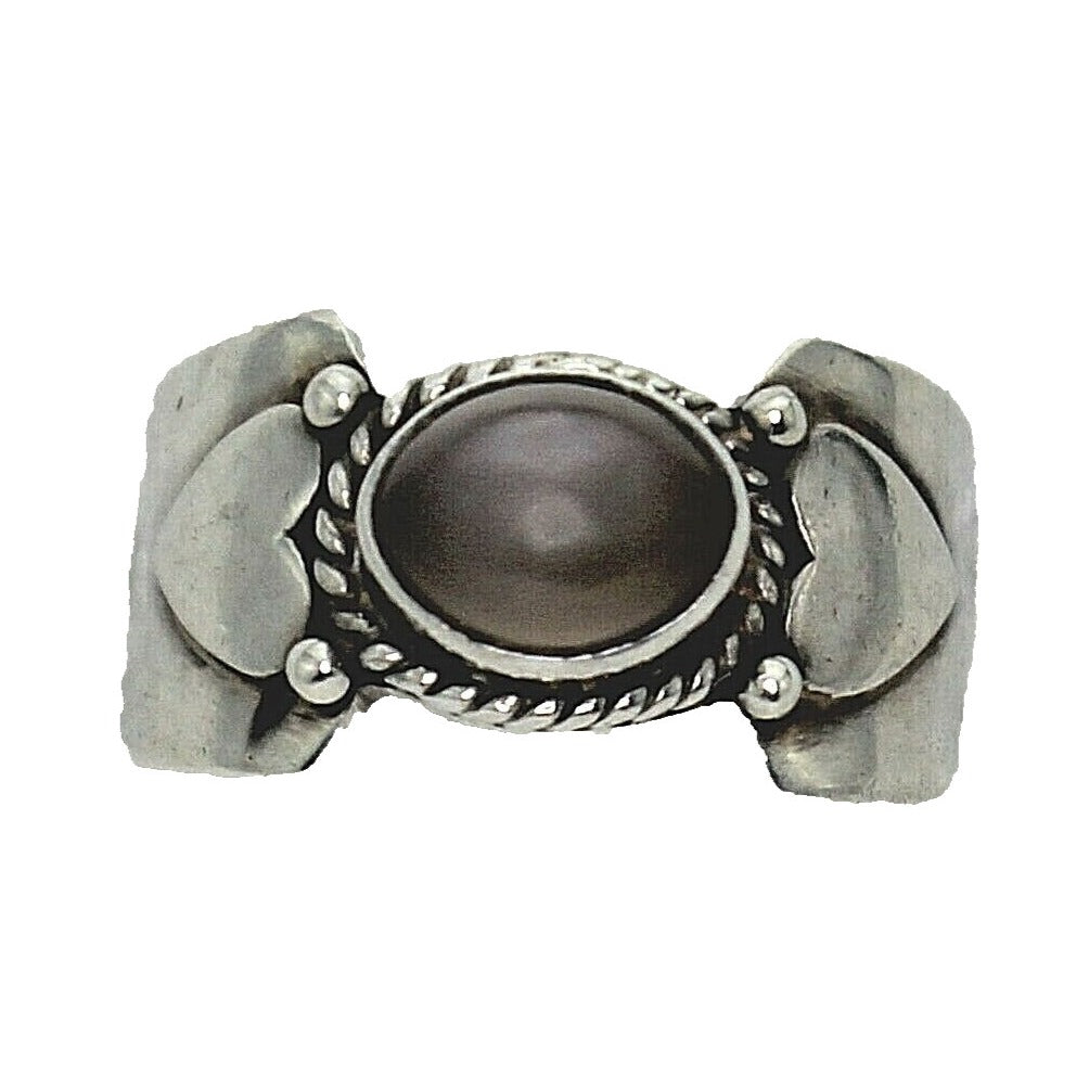 Sterling Silver Moonstone Solitaire Heart Band Ring 6.1g Size 7