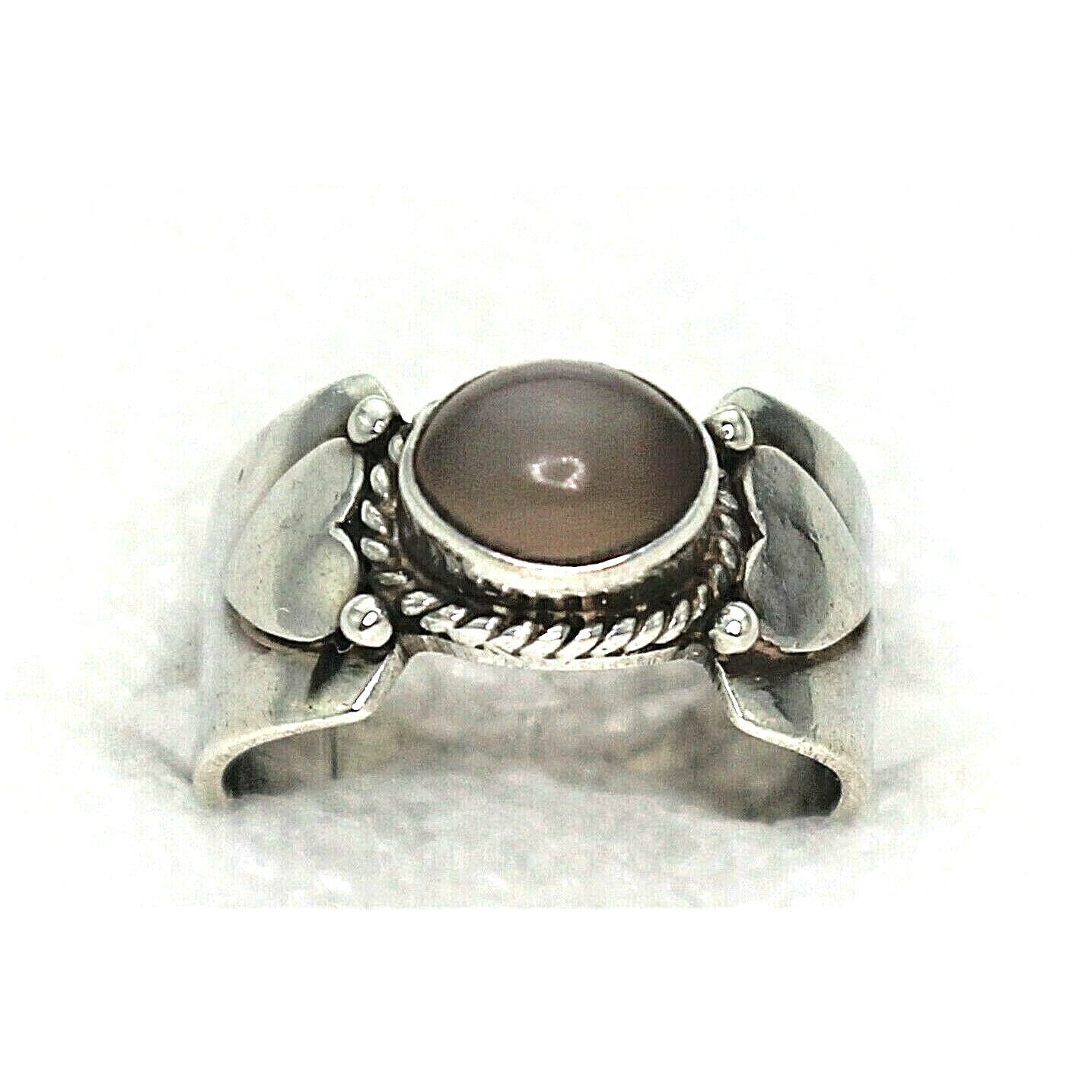 Sterling Silver Moonstone Solitaire Heart Band Ring 6.1g Size 7
