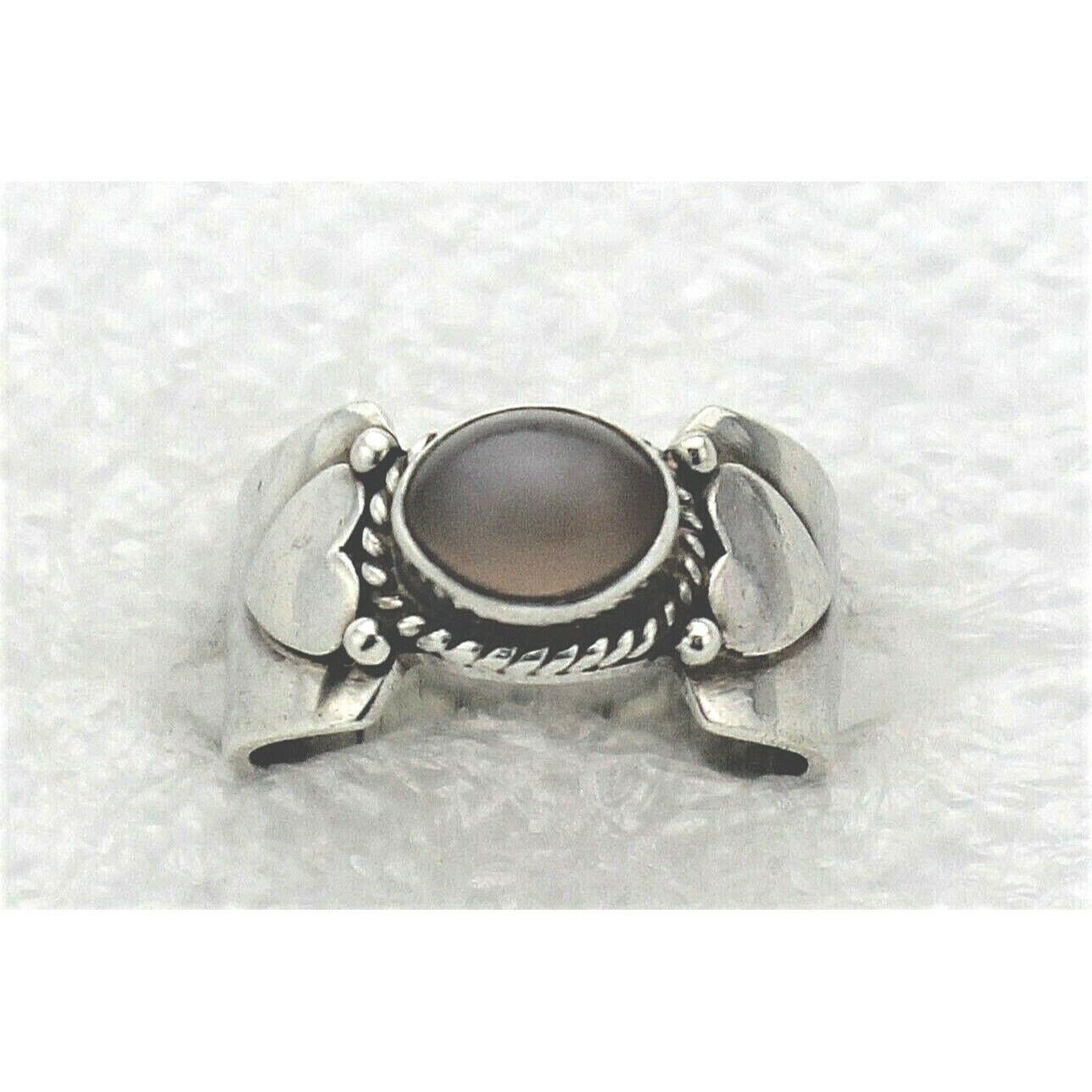 Sterling Silver Moonstone Solitaire Heart Band Ring 6.1g Size 7
