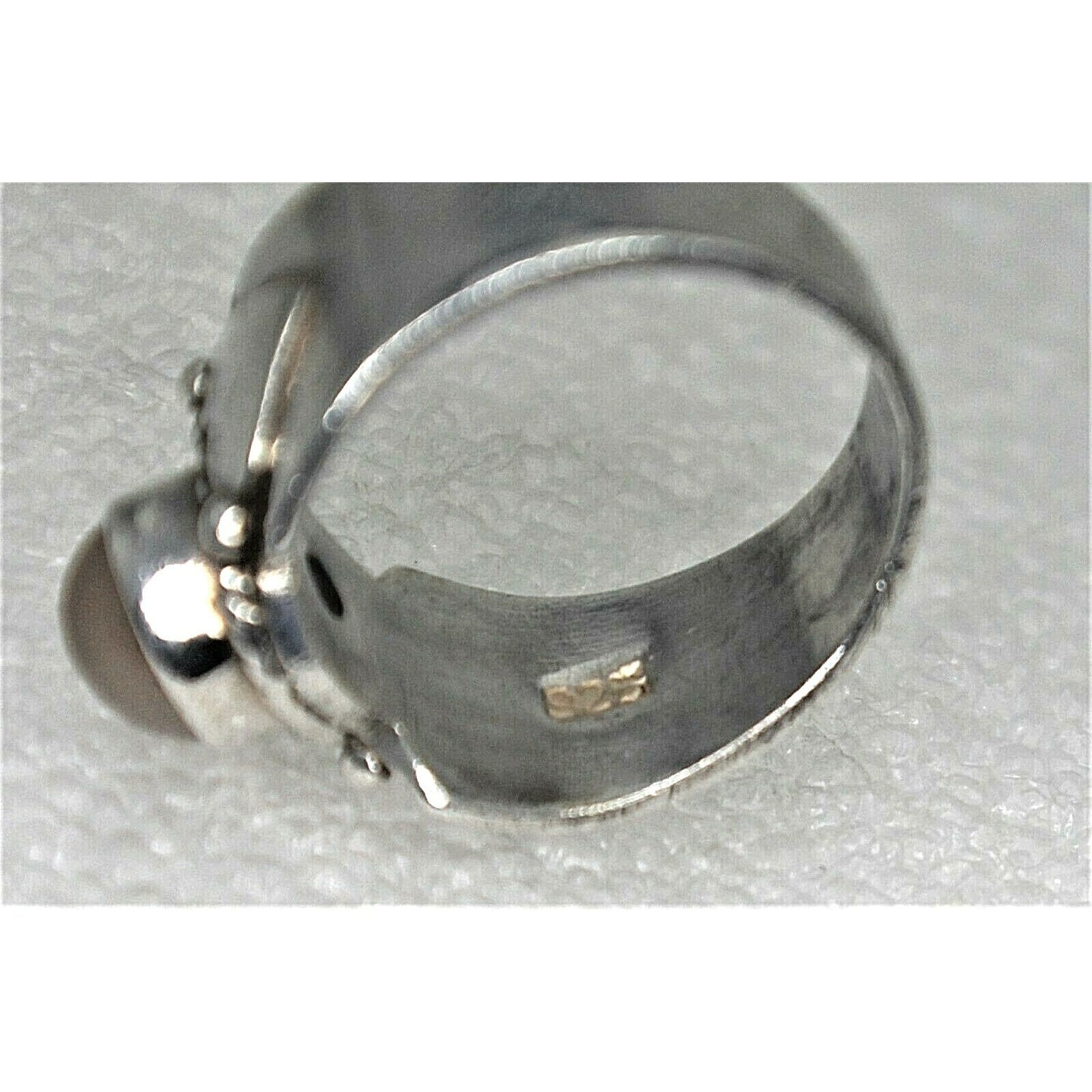 Sterling Silver Moonstone Solitaire Heart Band Ring 6.1g Size 7