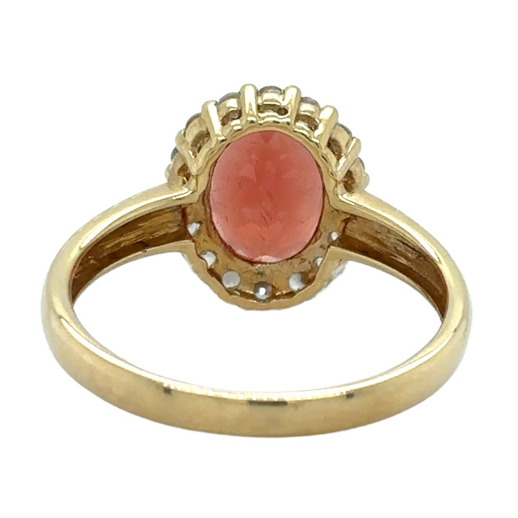 14k Yellow Gold Garnet & White Zircon Ring 2.6g Size 7.25