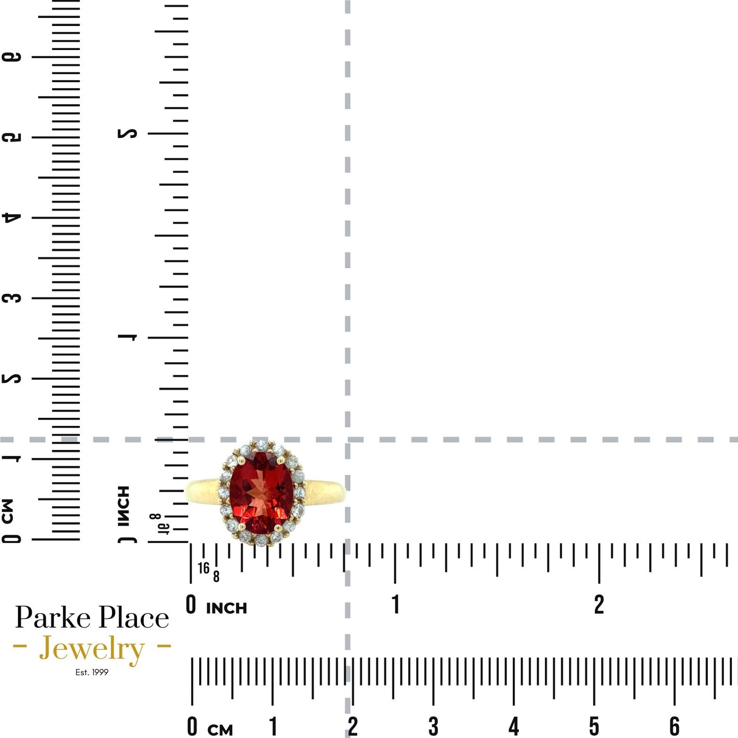 14k Yellow Gold Garnet & White Zircon Ring 2.6g Size 7.25