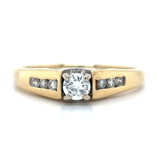 1/4ctw Diamond Solitaire with Accents 14k Yellow Gold Size 6.25 Ring 2.5g